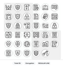 35 Regular Line Display Perfect 128x128 Vector Icons from Encryption Suite