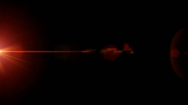 A red anamorphic lens flare on a black background, moving from bottom to top. Seamless looping video.