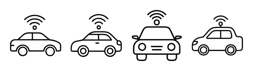 Autonomous vehicles connected car technology self driving cars smart mobility iot concept vector