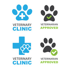 Veterinary icon with little paw and cross.