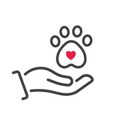 Pet care, adoption vector icon.