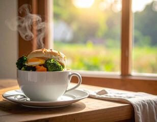 マグカップに入った朝食