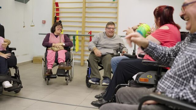 People with disabilities participating in group therapy session