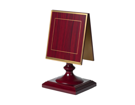 Ornate wooden display easel with polished brass edging