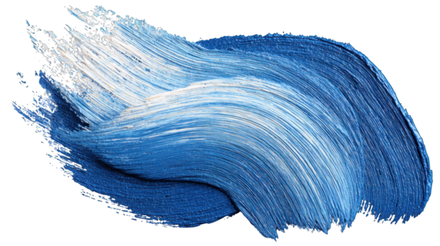 A dynamic swirl of blue paint strokes, showcasing a blend of light and dark hues with flowing textures.