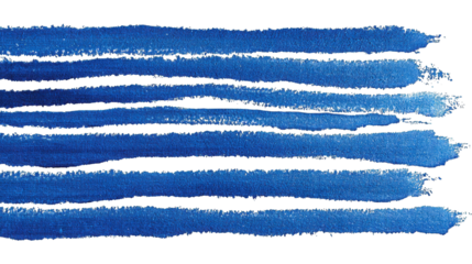 A series of vibrant blue paint strokes arranged horizontally, showcasing varying widths and textures.