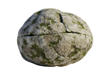 Cracked mossy boulder stone rock