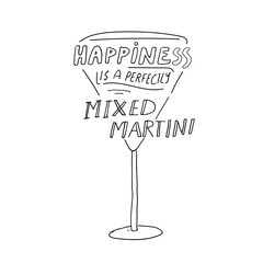 Hand lettering vintage martini poster in retro style. Elegant typography design with classic cocktail theme, perfect for bar decor, restaurant menus, wall art, or drink-related branding. 