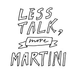 Hand lettering vintage martini poster in retro style. Elegant typography design with classic cocktail theme, perfect for bar decor, restaurant menus, wall art, or drink-related branding. 