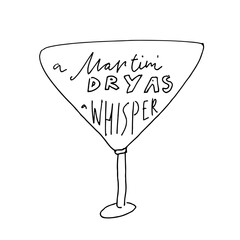 Hand lettering vintage martini poster in retro style. Elegant typography design with classic cocktail theme, perfect for bar decor, restaurant menus, wall art, or drink-related branding. 