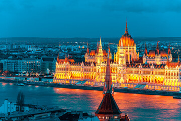 House of parliament in Budapest, Hungary in winter
