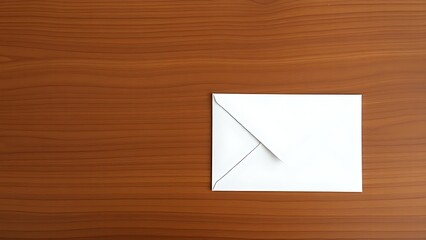 Minimalist white envelope on wooden surface, conveying simplicity and communication under soft lighting.