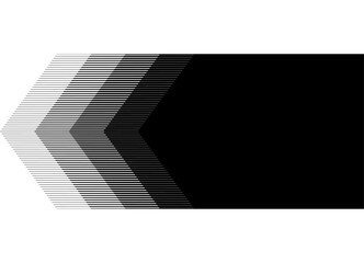 Thick vector arrow black on white background. Modern halftone pattern from lines. Striped Design element. Vector background. Pointer, direction, navigation. Place for text