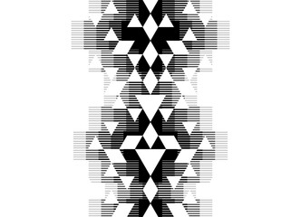 Symmetrical Vector pattern of black striped broken triangles on a white background. Modern Design element from lines. Vector background for covers, advertising, packaging. Abstract geometric.