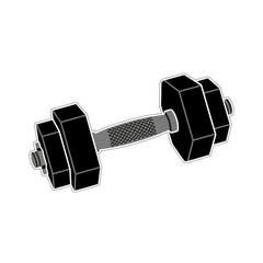 Black and gray dumbbell for strength training and fitness.