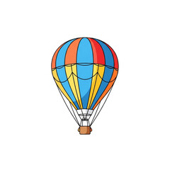 Colorful Hot Air Balloon Illustration Isolated on White Background.
