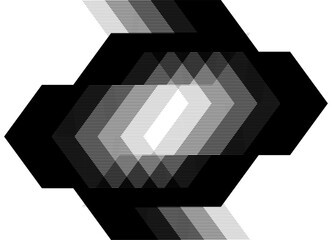 Vector pattern of black parallel lines on white background. Modern design element of abstract rhombuses. Geometric shapes. Retro style. Striped vector background