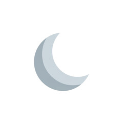 Crescent Moon Icon Simple Flat Design.