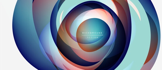 Abstract concentric circles, vibrant colors blend. Modern design element, suitable backgrounds, presentations. Text reads background design.