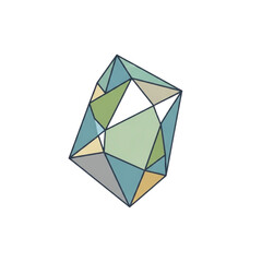 Abstract Geometric Shape with Varied Colored Facets.