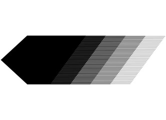 Thick vector arrow black on white background. Modern halftone pattern from lines. Design element. Vector background. Pointer, direction, navigation. Place for text