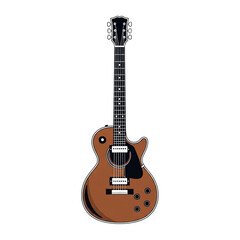 Acoustic electric guitar with a brown body and black neck.