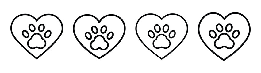 Dog paw print heart vector design for pet lovers and animal rescue organizations graphic element