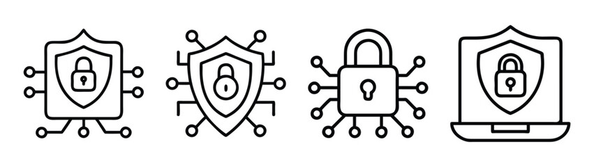 Cyber security data protection network security information security digital security safety lock icons