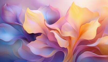 Soft oversized flower petals, dreamy pastel background