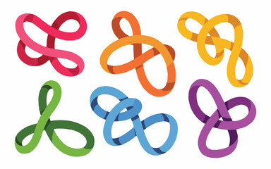 Fototapeta premium Vibrant, modern abstract ribbon shapes in a playful, dynamic arrangement, perfect for graphic design and branding projects.