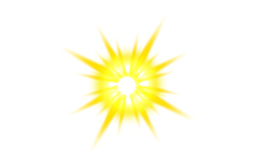 Bright yellow starburst graphic element with a radiating burst of light, set against a transparent background