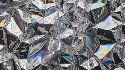 Obraz premium Abstract Metallic Texture with Iridescent Reflections and Geometric Folds.