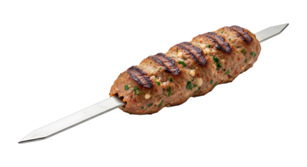This is a fresh and delicious meat kebab with herbs on a stick, perfect for grilling and enjoying any day of the week.