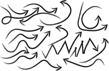 Collection of hand-drawn grunge arrows in various styles