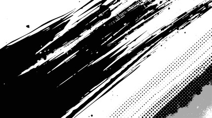 Black brush strokes with halftone effect