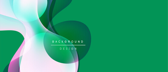 Abstract flowing shapes, vibrant colors, modern design. Green dominates, with pink, purple, white accents. Text reads background design.