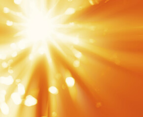 shiny sun rays burst, sunbeams, sunrays, sunshine sunburst design. Yellow warm light effect, sunny beams, yellow orange red golden sunshine isolated on black background. star dust sun light shine