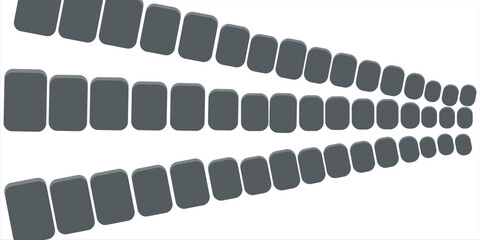 This vector shows a curved stone pathway with grey stepping stones fading into the distance on a white background, creating a minimalist and calm atmosphere.