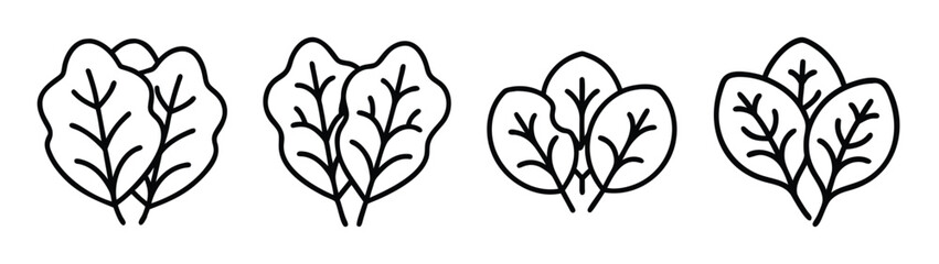 Vector illustration of spinach leaves for healthy eating recipes and organic food designs use, art 