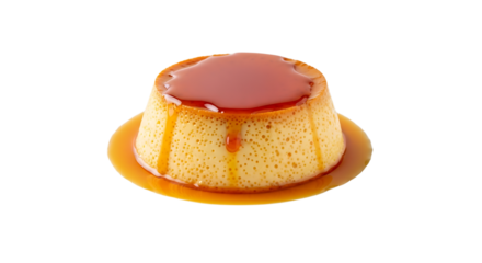 Indulge in a silky smooth custard dessert with a sweet, golden caramel topping, perfect for a delightful treat!