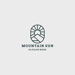 Mountain sun logo icon design template vector illustration