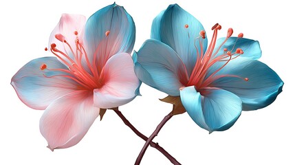 Two heart flower conceptual decoration isolated on the white background 