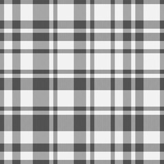 Detailed check pattern background, scarf texture tartan plaid. Textured fabric seamless textile vector in white and grey colors.