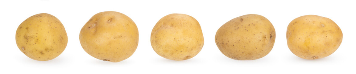 Potato isolated on white background, no shadow, raw vegetables, cooking ingredient