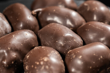 Large chocolate candy close up