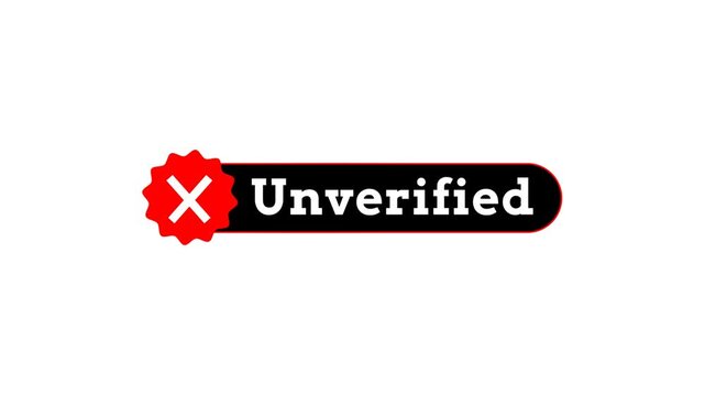 Red Cross Unverified Badge Icon &mdash; Account Not Verified Label, Authentication Error Symbol, Identity Warning Sign for Social Media, Websites, and Digital Platforms on white Background