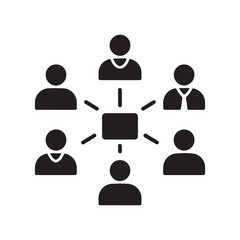 Distributed office teamwork solid icon