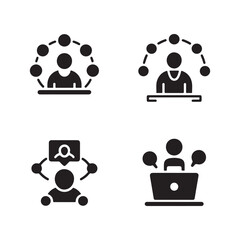 Remote project collaboration solid icons