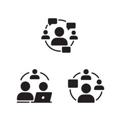 Remote team workflow solid icons
