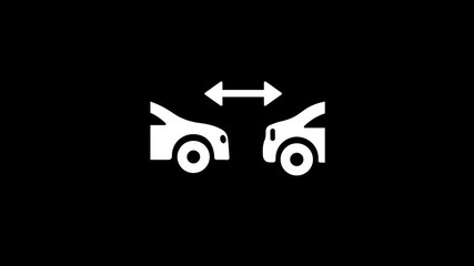 Animation - icon. Car collision warning system activation.